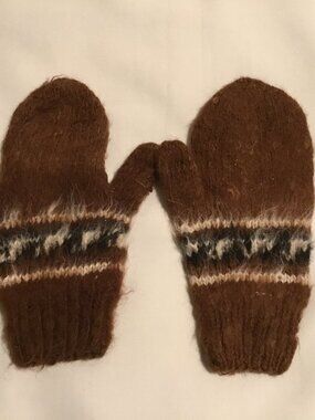Handmade Signature Imports Bolivia Alpaca Mittens Brown 100% Alpaca